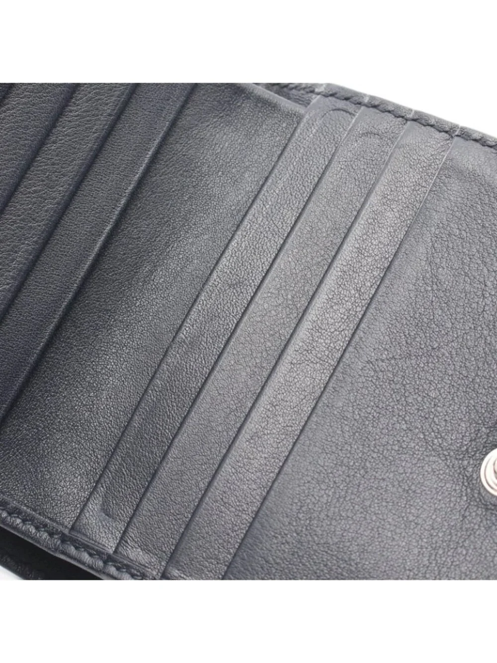 Gucci Bifold Wallet Micro Guccissima Navy Leather Compact - Picture 6 of 7